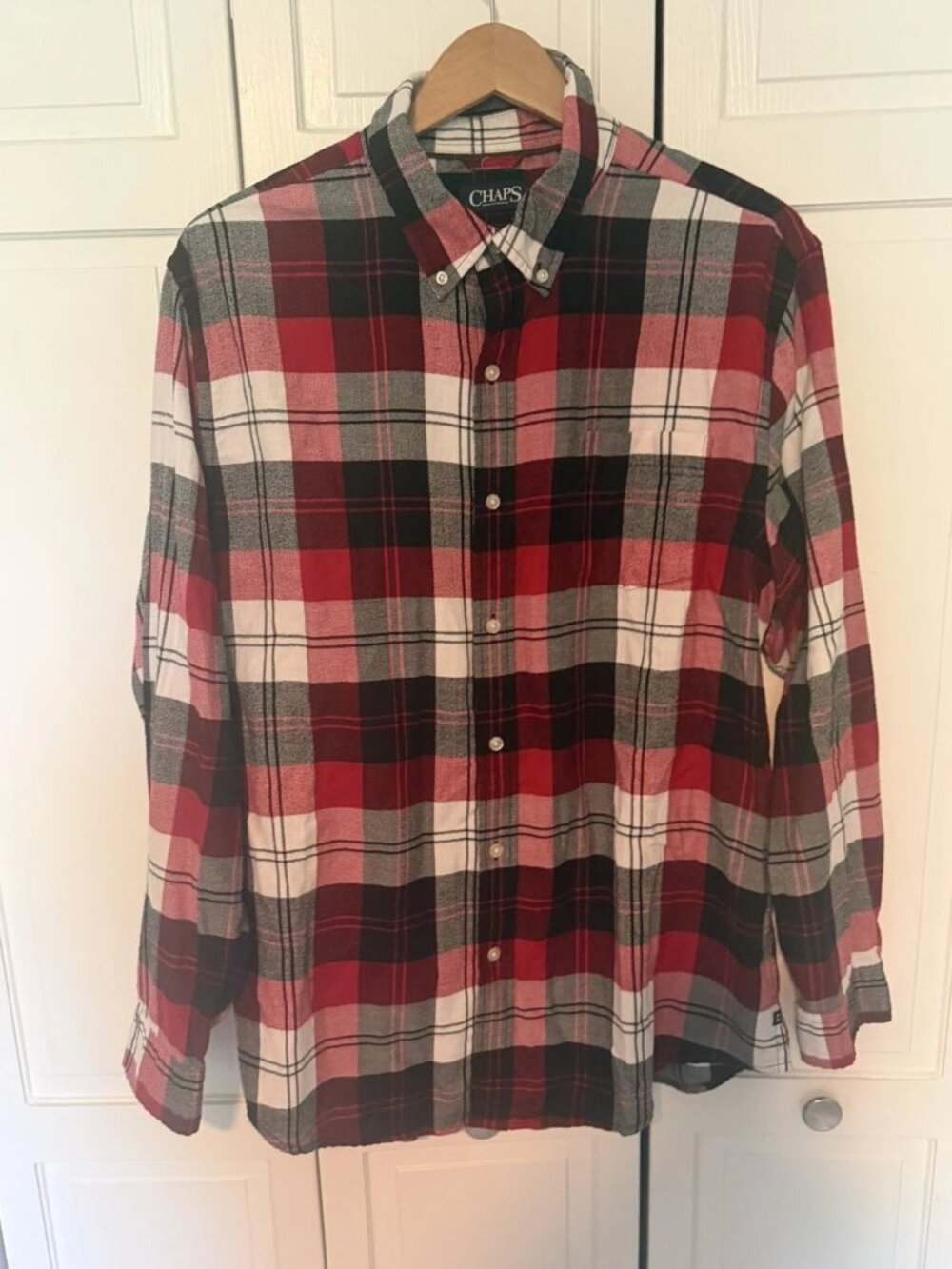 Chaps Ralph Lauren Men’s XL Tall Red Plaid Flannel Button Down Shirt
